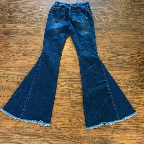 Newbury Kustom Blue Flare Wide Leg Jeans - Picture 5 of 5